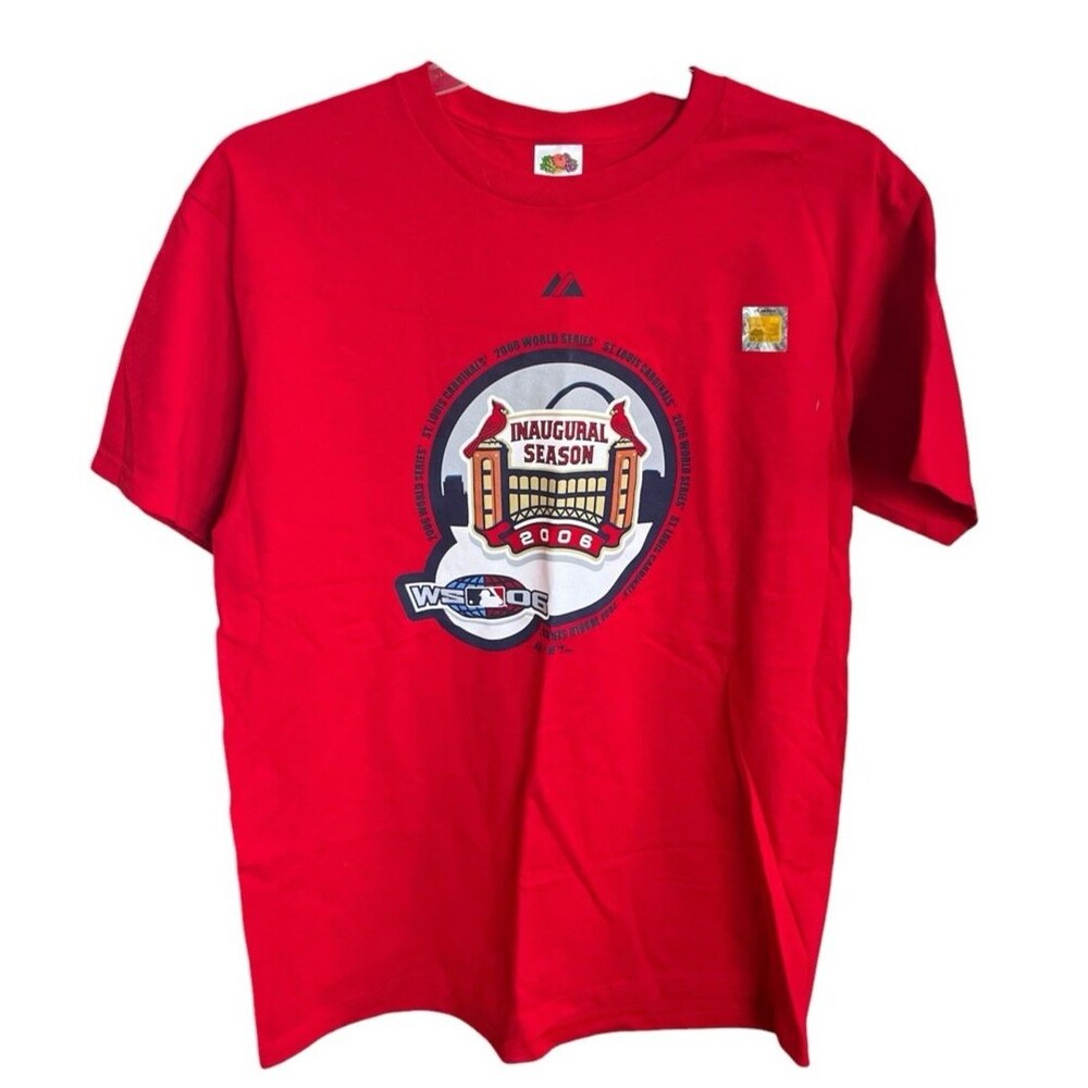 St  Louis Cardinals T-Shirt Mens 2006 Busch Stadium World Series Red Size Large